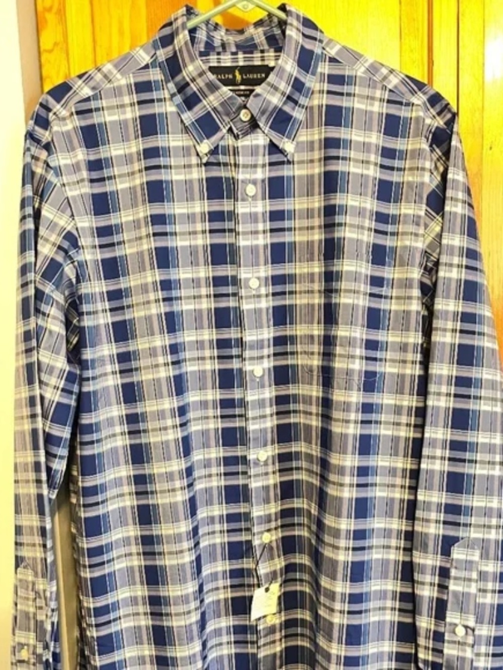 Ralph Lauren Poplin Check Shirt Classic Fit Size Large NWT
